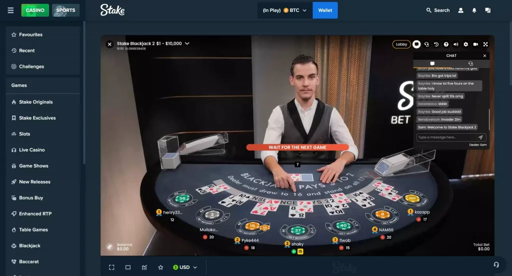 stake live casino